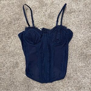Garage Navy Lace Corset Cami